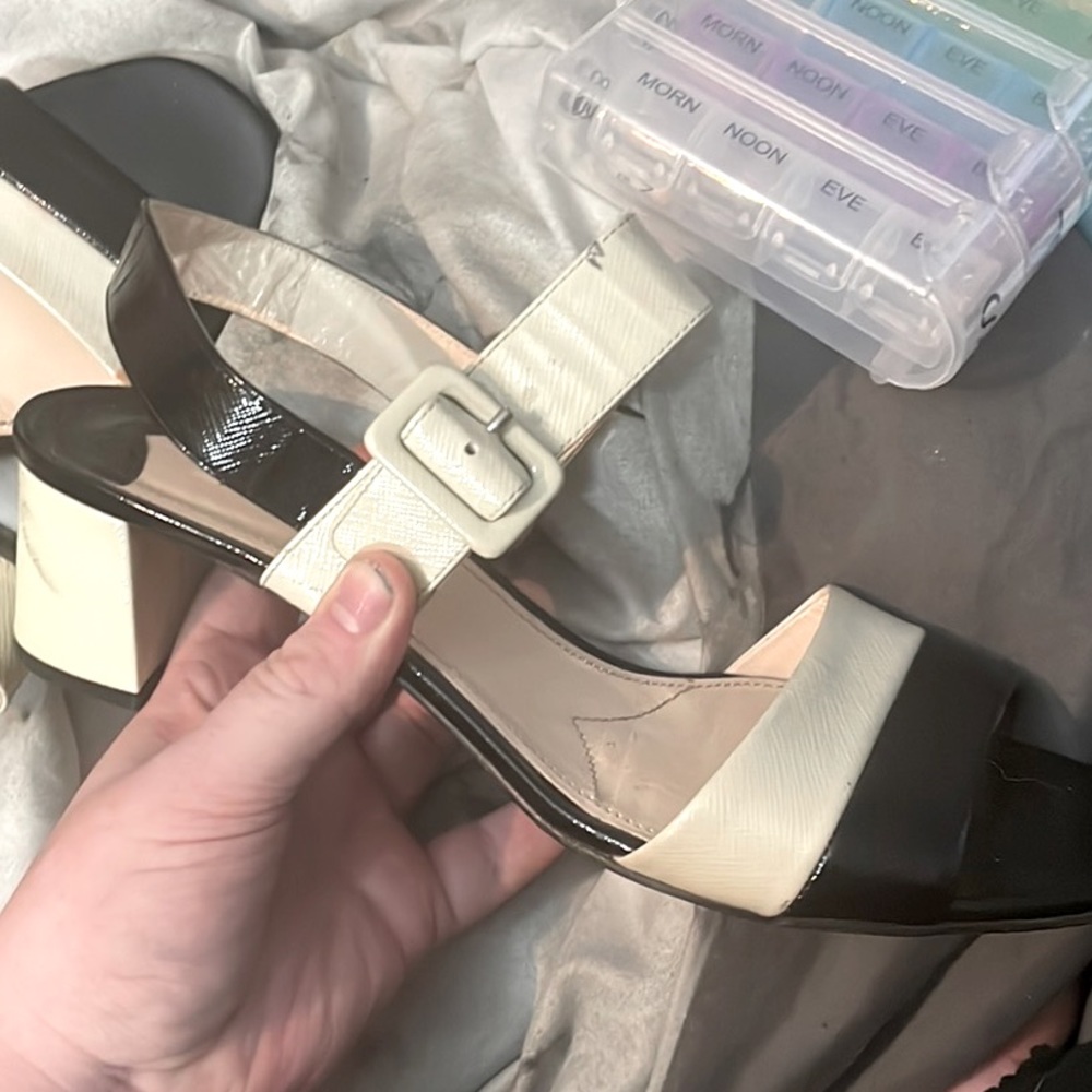 Vintage White/Black Prada heels, Size 9